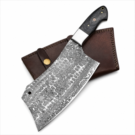 Nordic Forge Raindrop Damascus Steel Cleaver Knife Pakka Wood Handle Full Tang Ambidextrous Customizable OEM Butcher Knives