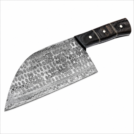 Nordic Forge Handmade Damascus Steel Cleaver Knife Pakka Wood Handle Full Tang Leather Sheath Customizable Chopper Knives